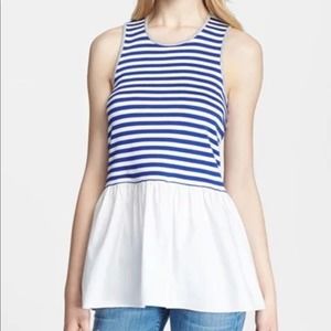 Tibi Striped Peplum Tank Top Purple White Size 4